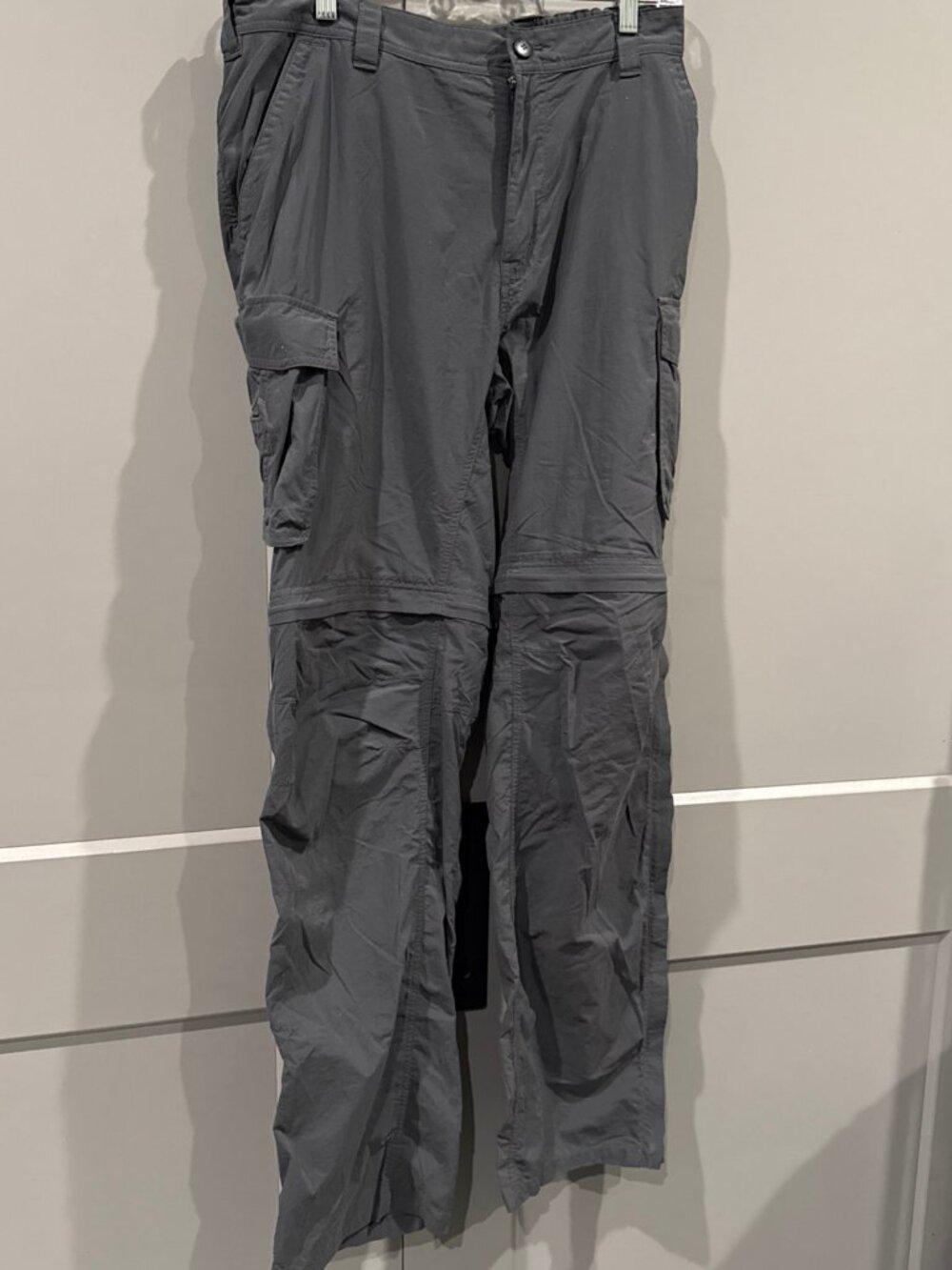REI Convertible Cargo Hiking Pants Men's Size L 34L Gray Nylon Outdoors Y2K